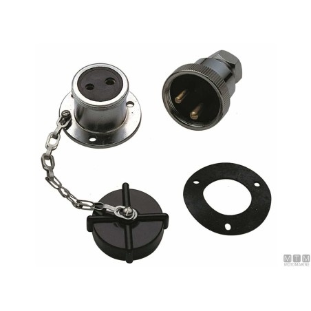 Presa e Spina 12/24V Ottone Cromato 2 Poli 5A