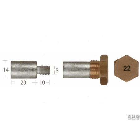 Anodo Barrotto Vm 14x20mm in Zinco