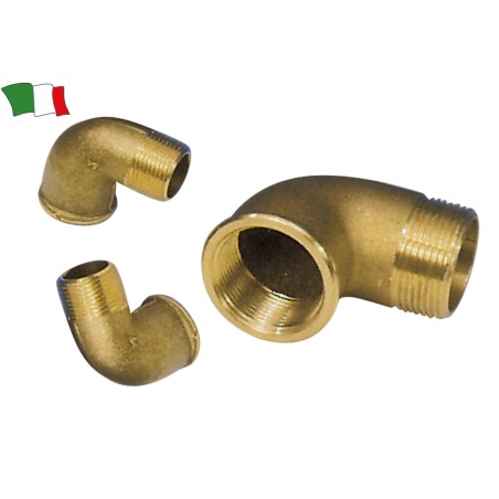 GOMITO IN OTTONE 90' MASCHIO/FEMMINA 1/4"