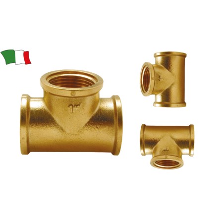 RACCORDO A "T" OTTONE FEMMINA-FEMMINA-FEMMINA 1/4"